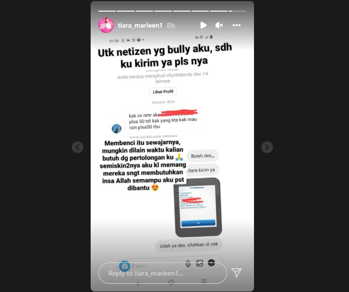 Kirim Pulsa ke Netizen yang Bully Dirinya, Tiara Marleen Sampaikan Pesan Menohok Ini