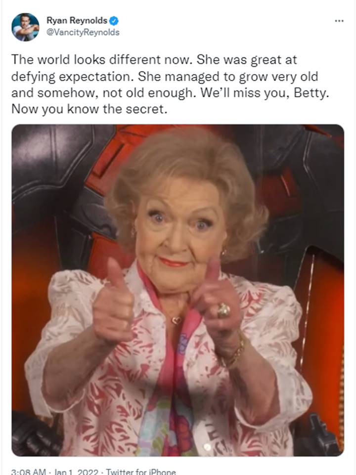 Bintang \'The Golden Girls\' Betty White Meninggal Jelang Ulang Tahunnya yang Ke-100
