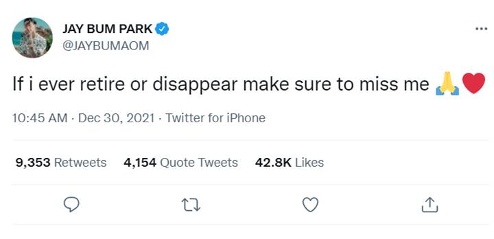 Instagram Jay Park Tak Dapat Ditemukan Pasca Umumkan Mundur Jadi CEO Agensi, Ditutup?