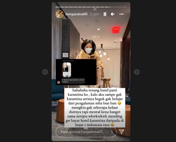 Pakai Perbandingan, Bunga Zainal Buat Pengakuan Kocak Saat Diingatkan Karantina Sepulang Liburan
