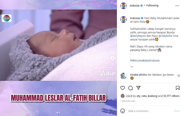 Nama Putra Lesti Kejora dan Rizky Billar Terungkap, Fans Girang