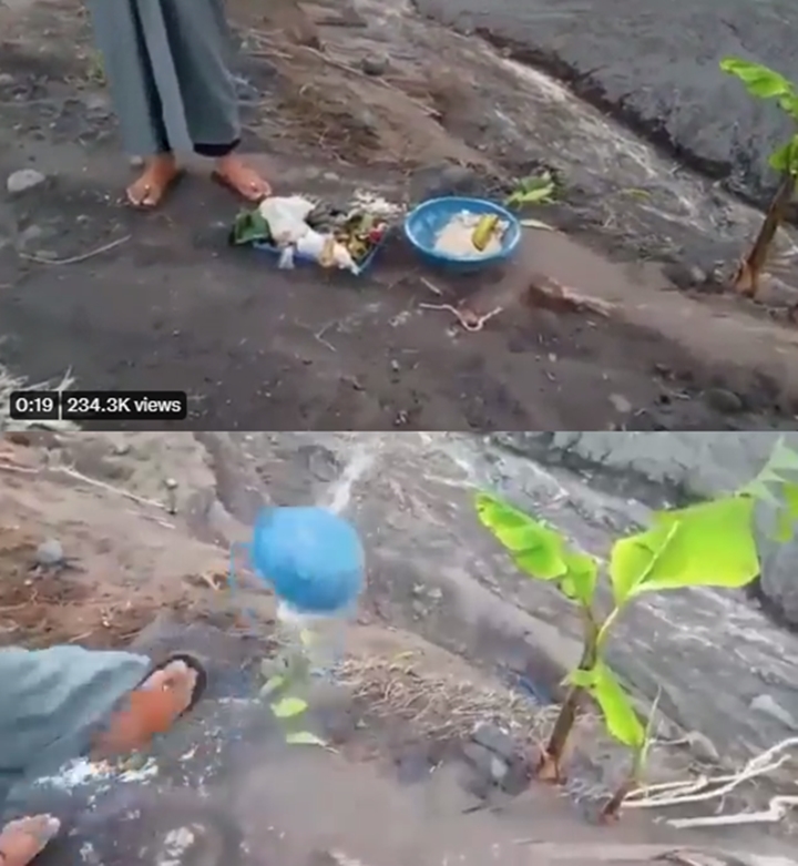 Viral Aksi Pria Tendang Sesajen di Lokasi Erupsi Semeru, Pelaku Diburu Polisi