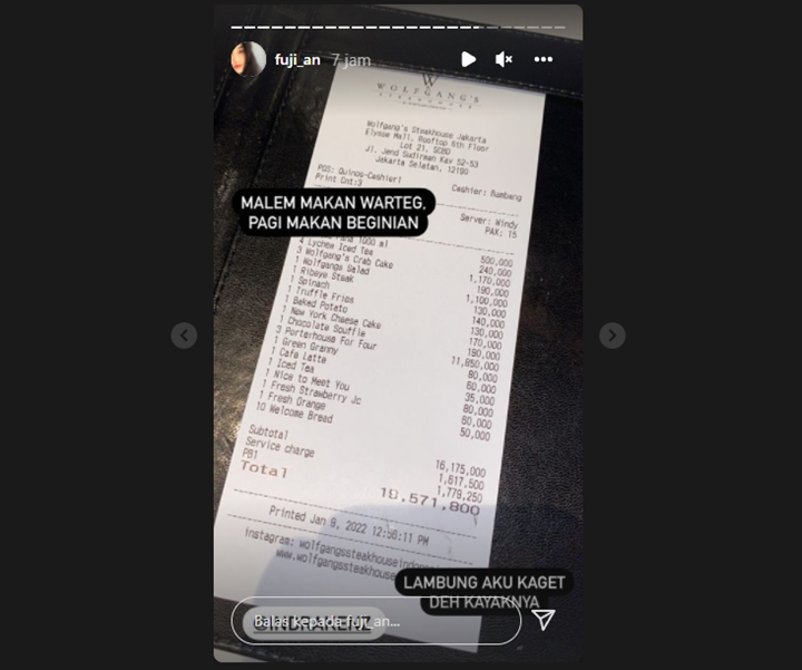 Dicibir Norak Gara-Gara Pamer Makan Habis Rp19,5 Juta, Reaksi Fuji Tuai Sorotan 1