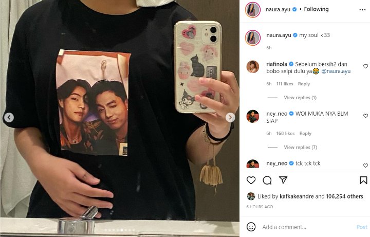 Naura Ayu Momong Adik-adik, Kaosnya Bikin Geger Pajang Foto Dua Pria ini