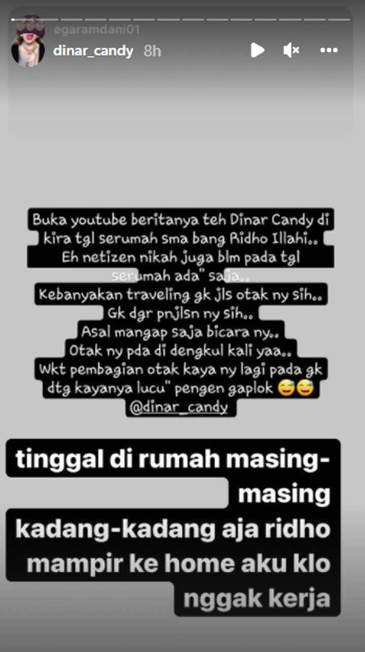 Fans Terpancing Emosi, Dinar Candy Justru Tanggapi Kalem Isu Kumpul Kebo dengan Ridho Ilahi