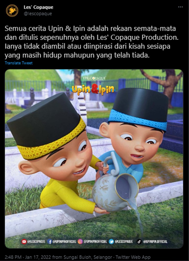 Bukan Dari Kisah Nyata, Les\' Copaque Production Beber Alasan \'Upin dan Ipin\' Diceritakan Yatim Piatu