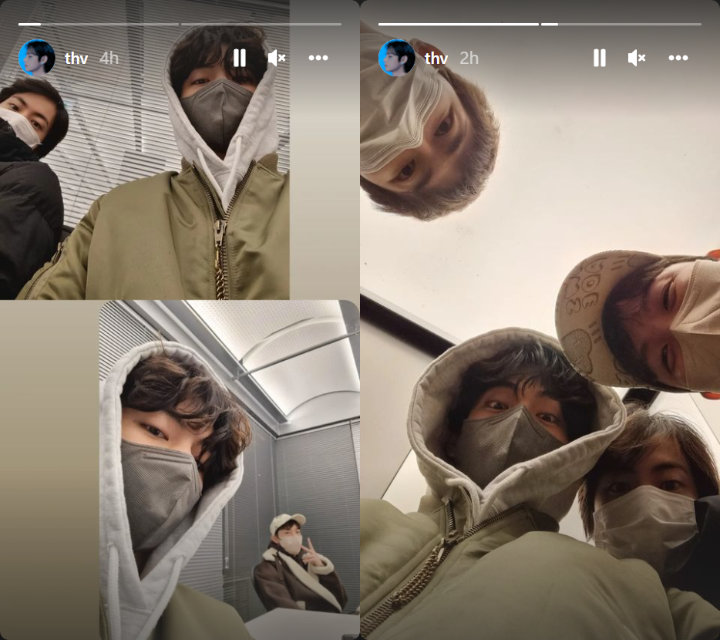 V Pamer Selfie Bareng 3 Member BTS Ini 2