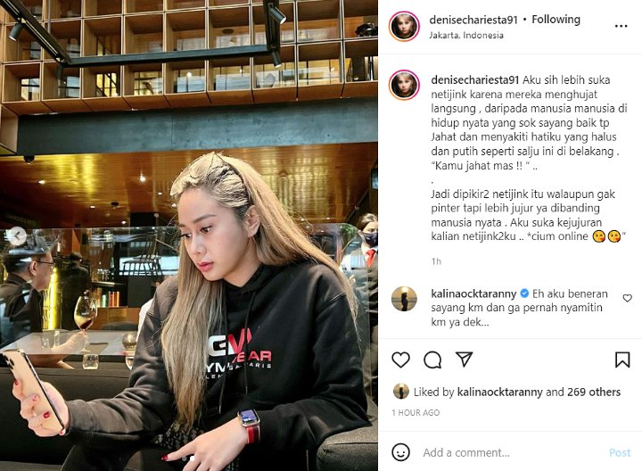 Terus Dihujat, Denise Chariesta Justru Puji Kejujuran Netizen Ketimbang \'Manusia Nyata\'