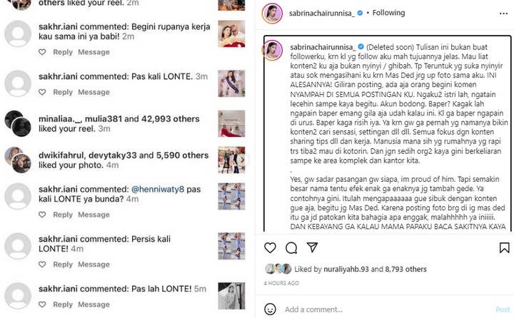 Deddy Corbuzier Jarang Foto Bareng Sabrinna Chairunnisa Gara-Gara Haters
