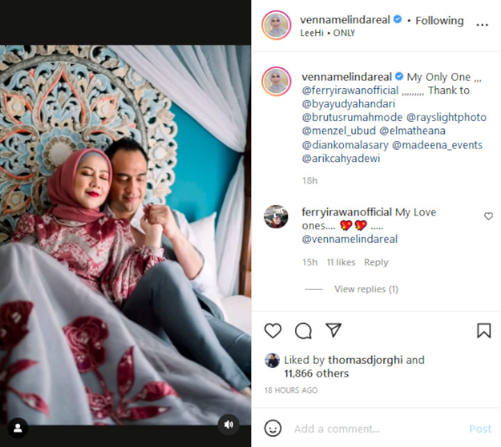 Venna Melinda dan Ferry Irawan Umbar Momen Mesra di Kasur
