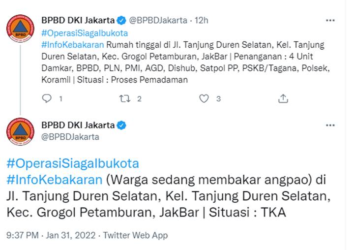 Gara-gara Ada Warga Bakar Angpau, Rumah Tinggal di Jakarta Barat Kebakaran