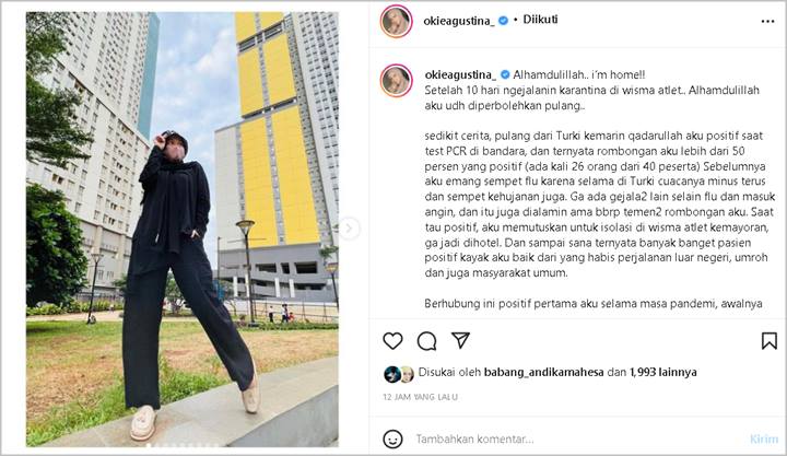 Okie Agustina Sempat Positif Covid-19 Sepulang dari Turki, Cerita Ada Momen Down Gara-gara Ini