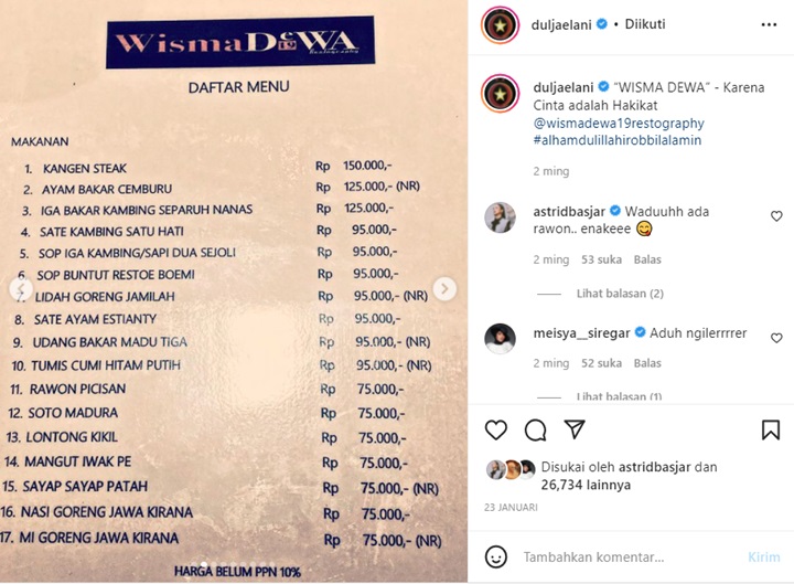 Lagi Viral, Ariel NOAH Ogah Pesan Menu Sate Estianty Dan Lidah Goreng Jamilah