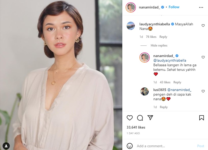 Lama Tak Muncul, Laudya Cynthia Bella Komentari Penampilan Jadul Nana Mirdad Bikin Kangen