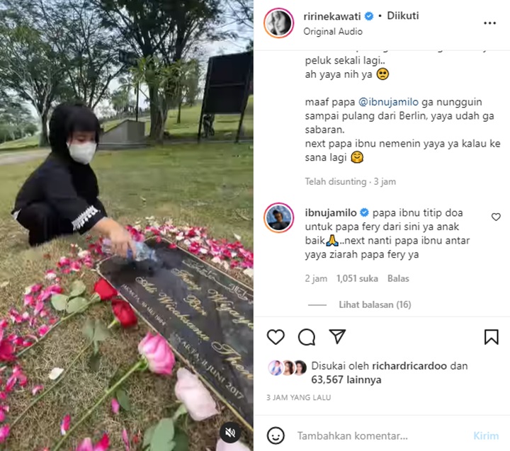 Momen Putri Ririn Ekawati Ziarah ke Makam Sang Papa, Ibnu Jamil Gak Diajak?