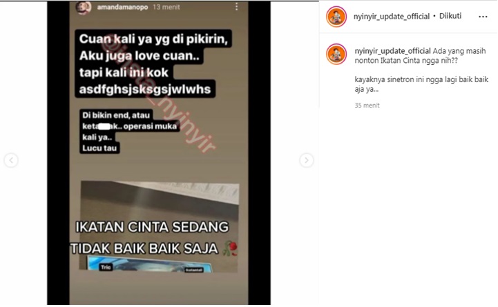 Amanda Manopo Singgung Soal Cuan Saat Kritik Sinetron \'Ikatan Cinta\', Nasib Para Kru Terungkap