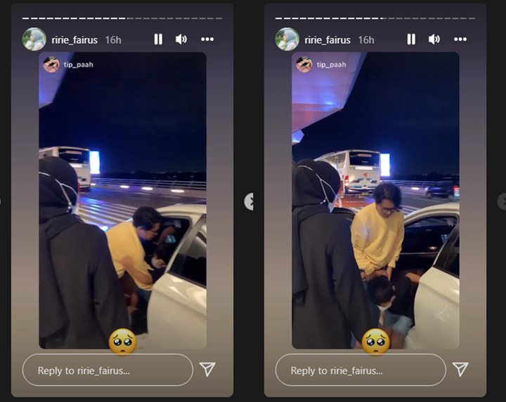 Sang putra enggan keluar dari mobil Ayus