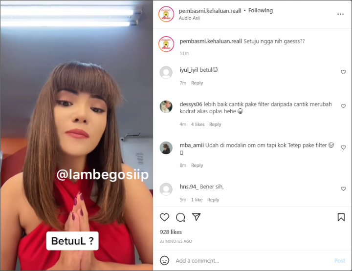 Dinar Candy Sebut Orang Cantik Pakai Filter Lebih Terhormat, Ini Alasannya