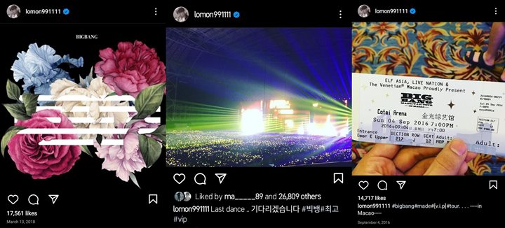 Lomon menunjukkan bahwa ia menyukai BIGBANG hingga melihat konsernya