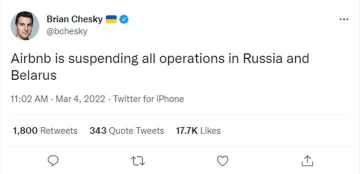 Imbas Serangan ke Ukraina, Airbnb Hentikan Operasi di Rusia dan Belarusia