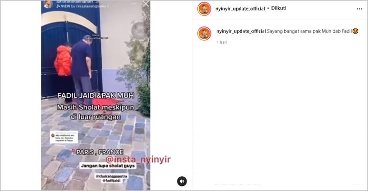 Video Fadil Jaidi dan Pak Muh Salat di Jalanan Kota Paris Jadi Perbincangan, Bikin ‘Tertampar’