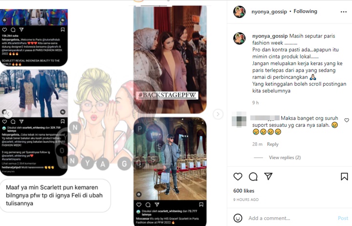 Kritik Keras Brand Indonesia Klaim Tampil di PFW 2022, Postingan Felicya Angelista Janggal