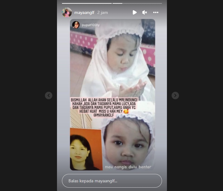 Puput Sudrajat Pamitan, Mayang Adik Vanessa Angel Nangis Kehilangan \'Dua Ibu\'