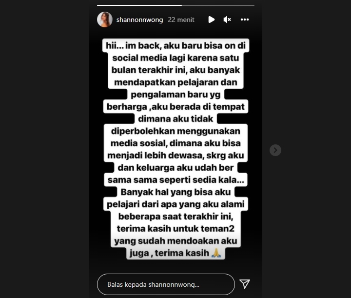 Shannon Wong Akhirnya Muncul, Kabarkan Kondisi Terkini Usai Ngaku Alami KDRT Ortu