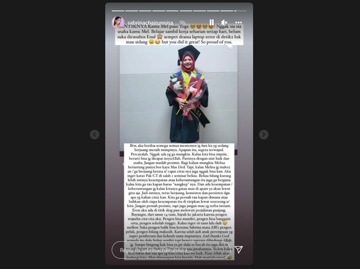 Sabrina Chairunnisa Bongkar Perjuangan Pengasuh Azka Raih Gelar Sarjana, Sisipkan Pesan Penting
