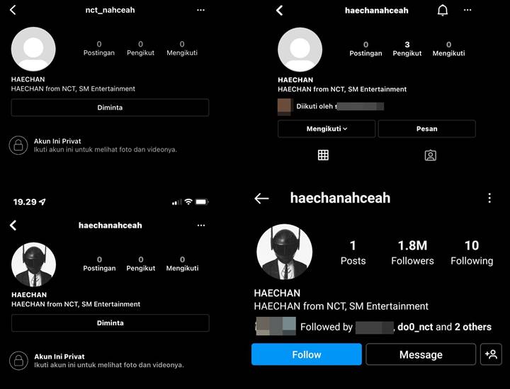 Perubahan nama username Instagram Haechan NCT