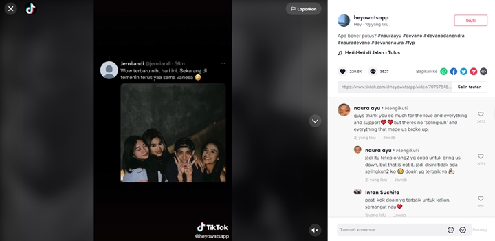 Benarkan Putus, Naura Ayu Tanggapi Tudingan Devano Danendra Selingkuh dengan Cewek TikTok