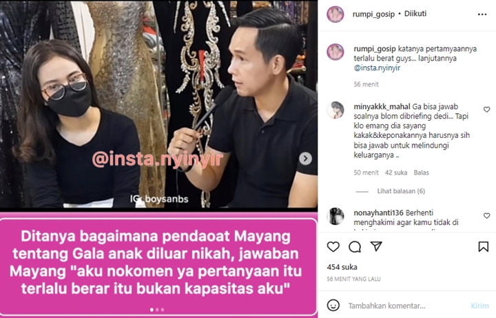Tanggapan Mayang Soal Gala Sky Anak di Luar Nikah