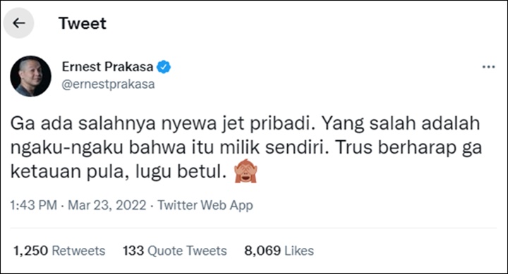 Cuitan Menohok Ernest Prakasa Diduga Sindir Juragan 99, Netter Beri Dukungan Penuh