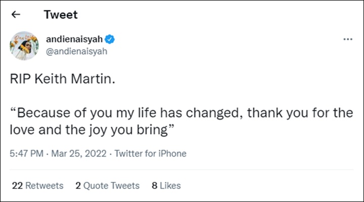 Penyanyi Keith Martin Meninggal Dunia, Para Musisi Berduka