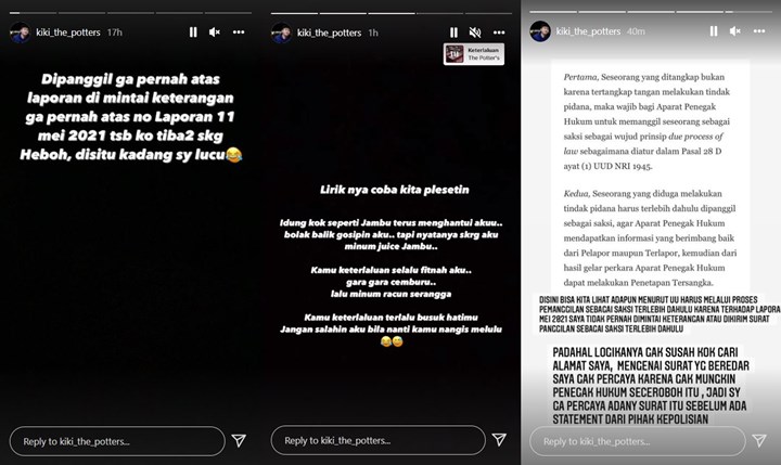 Beber Keanehan, Kiki The Potters Tak Percaya Ditetapkan sebagai Tersangka atas Laporan Nikita Mirzani