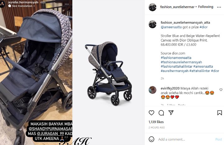 Putri Aurel Hermansyah Dapat Kado Stroller dari Shandy Purnamasari-Juragan 99, Harganya Segini