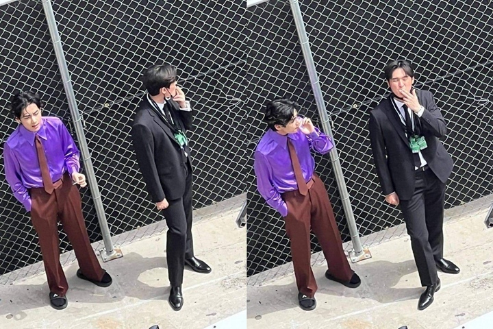 Beredar Foto V BTS Merokok di Grammy Awards 2022