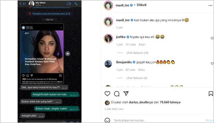 Ditanya Sang Ibu Soal Komedian M yang Beli Konten Dea OnlyFans, Reaksi \'Ngegas\' Mell Lee Undang Tawa