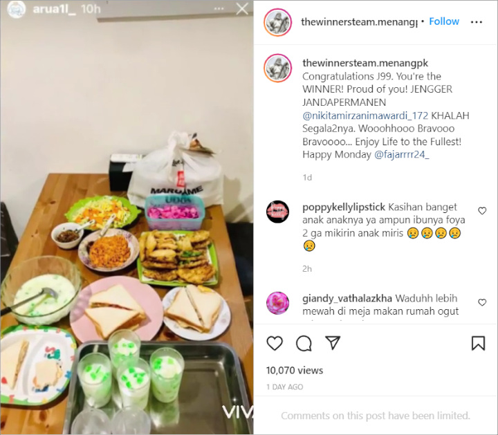 Anak Nikita Mirzani Pamer Makanan Sederhana Saat Buka Puasa