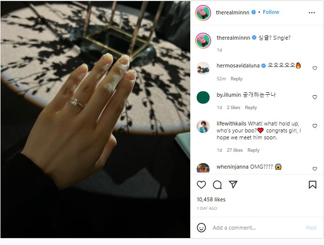 Min Eks Miss A Bikin Heboh Usai Pamer Cincin Belian di Jari Manis, Resmi Tunangan?