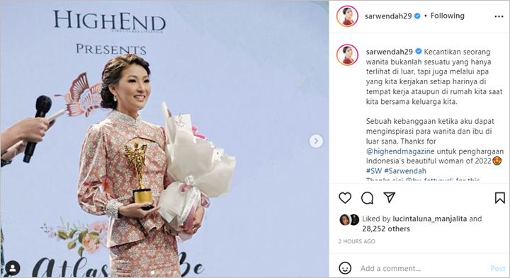 Citra Kirana Raih Penghargaan Indonesia’s Beautiful Women 2022 Bareng Artis Cantik Ini, Tuai Salut