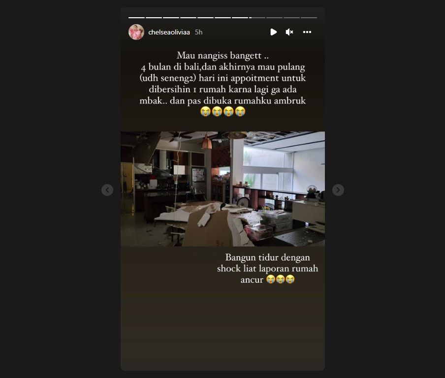 Kelamaan di Bali, Chelsea Olivia Syok Saat Tahu Rumahnya Ambruk: Nangis Banget!