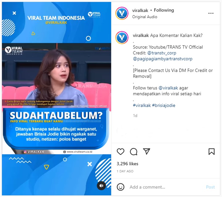 Jawaban Brisia Jodie Saat Disinggung Alasan Sering Dihujat Netizen
