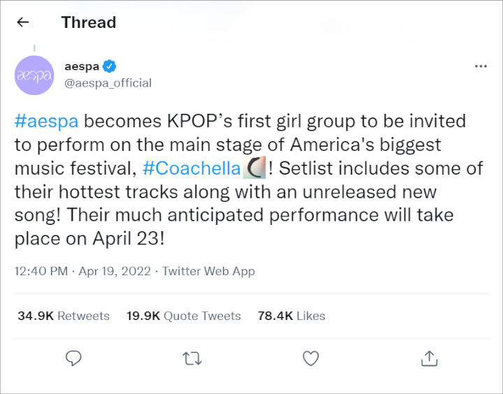 SM Umumkan aespa Tampil di Coachella Sebagai \'Girl Grup K-Pop Pertama\' Picu Perdebatan