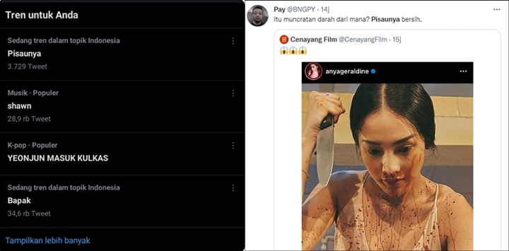 Trending Twitter, Adegan Anya Geraldine Berdarah-darah Sambil Pegang Pisau Dikritik Janggal