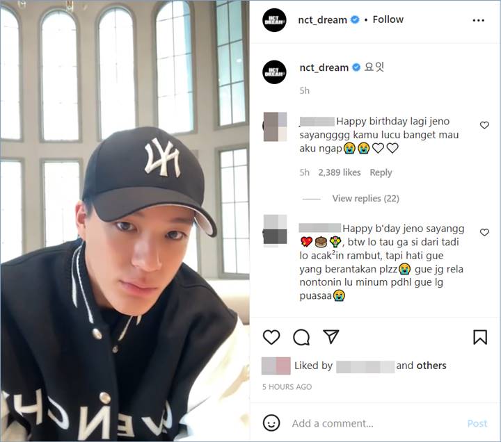 Jeno NCT melakukan live Instagram di hari ulang tahunnya