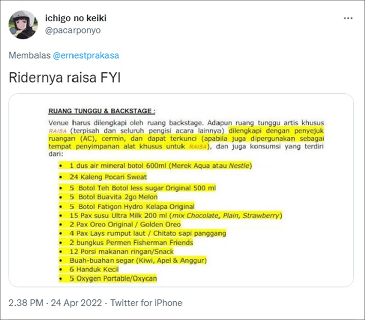 Daftar Permintaan Raisa Saat Manggung Ikut Tersebar Berujung Kontroversi