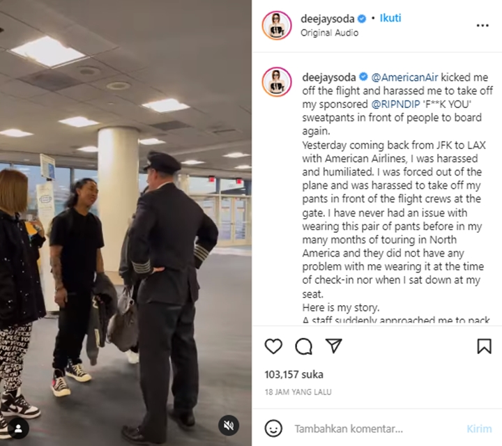 DJ Soda Ungkap Pengalaman Tak Menyenangkan Naik American Airlines 1
