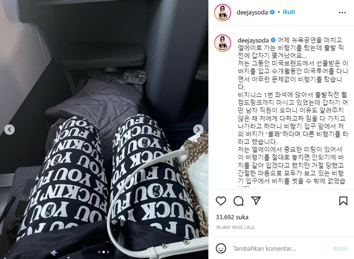 DJ Soda Ungkap Pengalaman Tak Menyenangkan Naik American Airlines 2