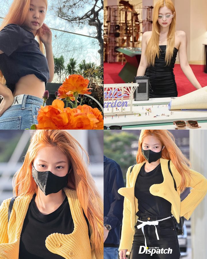 Jennie BLACKPINK dengan gaya rambut oranye